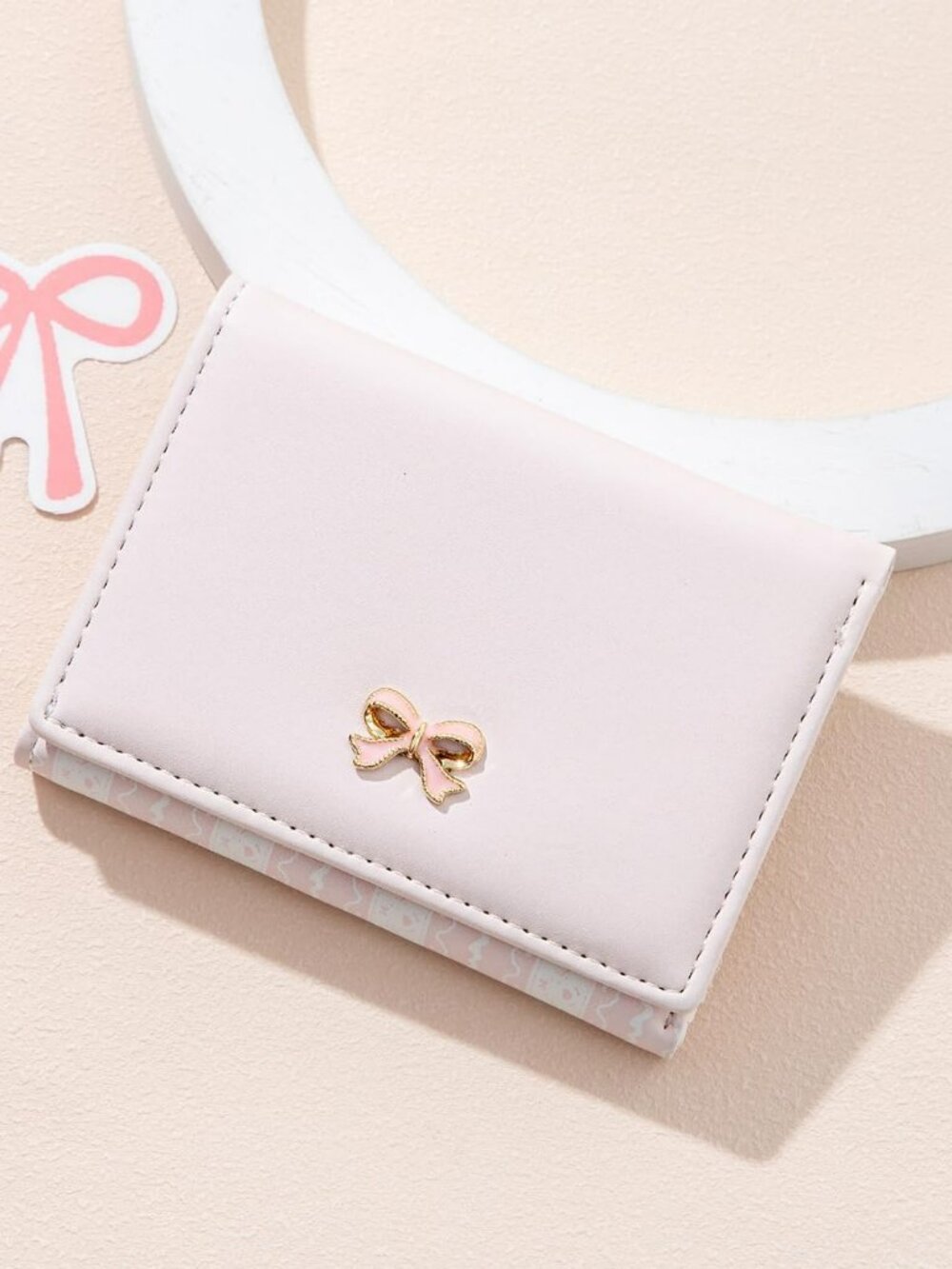 New‎ Bow Small Wallet Pink Aesthetic w Card Slots ID Window Cute Fashion Classy